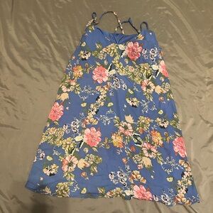 Xhilaration Blue Floral Casual Dress